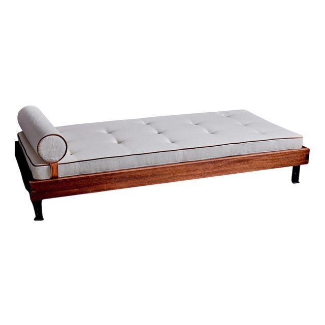 Daybed with Mahogany Frame in the style of Charlotte Perriand, France, 1950s For Sale