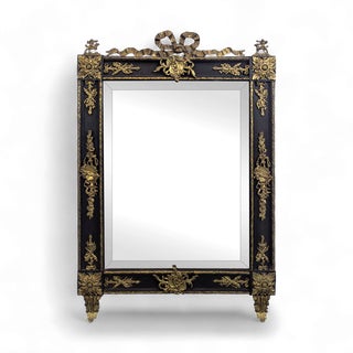 Napoleon III Mirror in Blackened Wood and Bronze For Sale