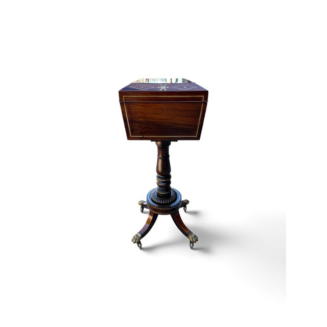 Early 19th Century English Regency Rosewood and Brass-Inlaid Tea Poy, Circa 1820 For Sale - Image 5 of 8