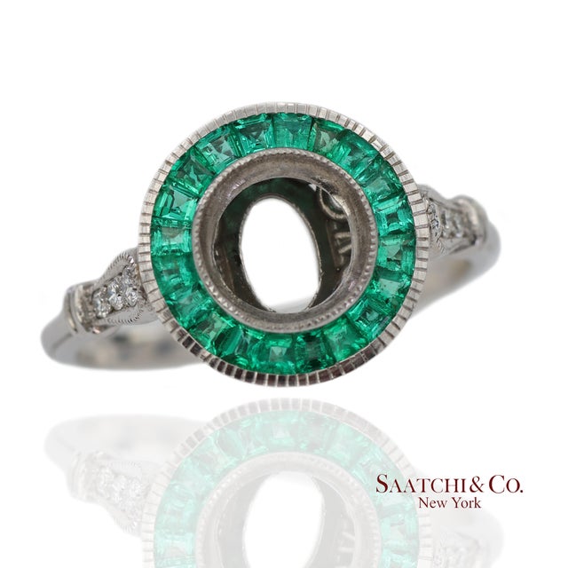 14k (585) White Gold Natural Brilliant Diamond Semi Mount Engagement Ring Size 7 For Sale - Image 4 of 10