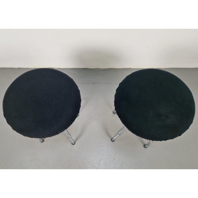 Vintage Uri Stools with Waved Chrome Legs and Black Seats by Per Ivar Ledang for Ikea, 1995, Set of 2 For Sale - Image 9 of 11