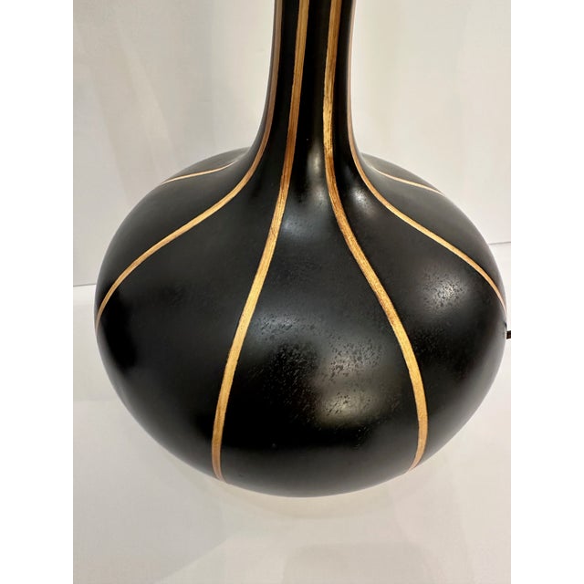 Mid Century Modern Black and Gold Table Lamps -A Pair For Sale - Image 9 of 9