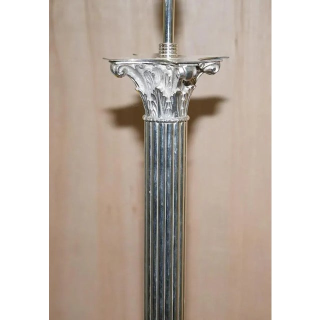 Vintage Silver-Plated Corinthian Pillar Floor Lamp with Paw Feet For Sale - Image 11 of 15