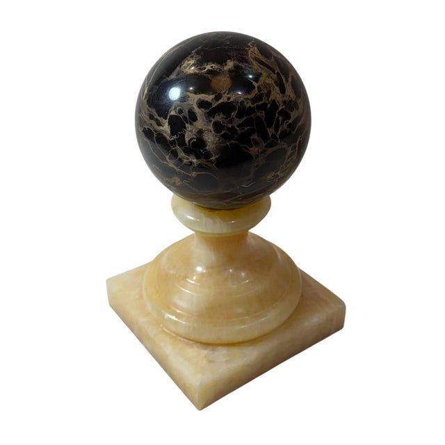 Grand Tour Late 19th Century Italian Grand Tour Marble and Alabaster Sculpture Ball on Stand For Sale - Image 3 of 7