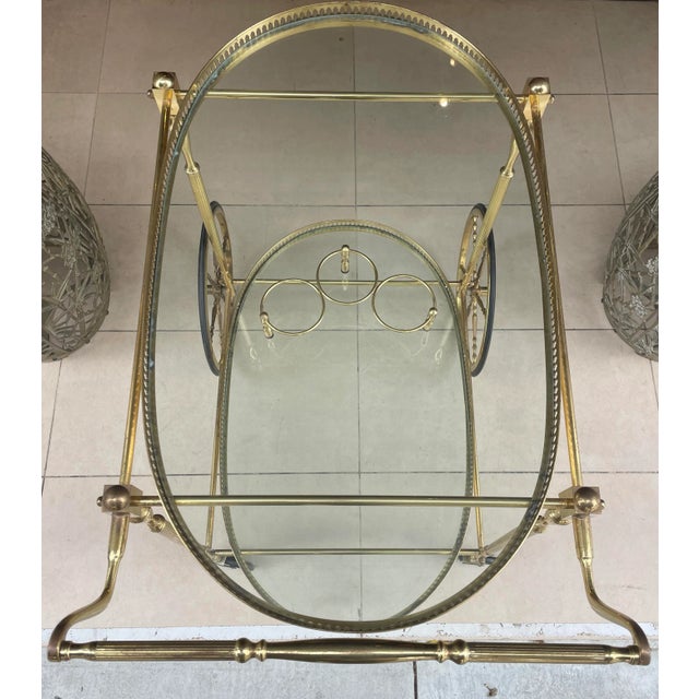 Metal Maison Baguès French Brass Bar Cart For Sale - Image 7 of 9