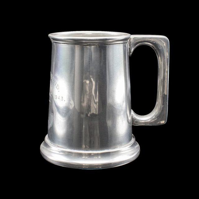 1940s Vintage Wwii Pint Tankard, English, Pewter, Drinking Jug, Glass Base, Maritime For Sale - Image 5 of 9