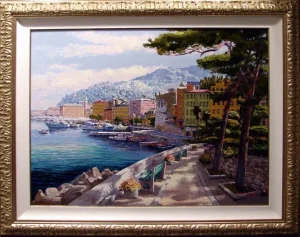 s.sam Park "Santa Margherita"1998 Hand Signed & Embellished Giclee, Italy Framed
