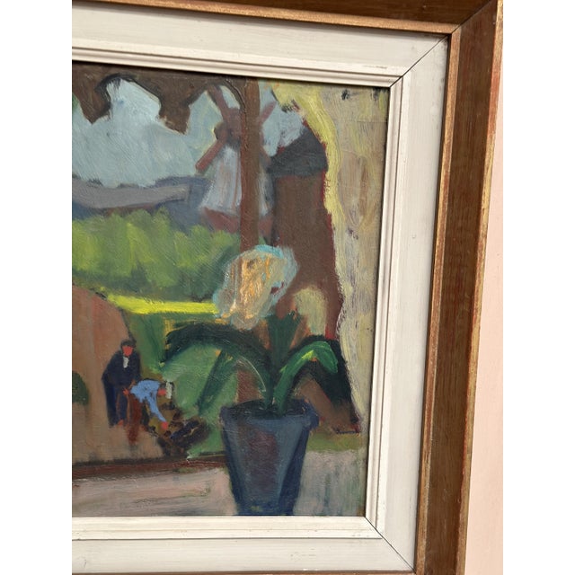 Sune Petterson, Window View with Windmill, 1960s, Oil on Panel, Framed For Sale - Image 4 of 15