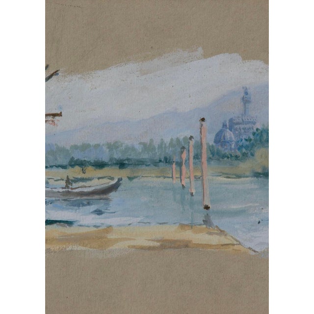 Period Italian Signed Landscape Watercolor For Sale - Image 5 of 8