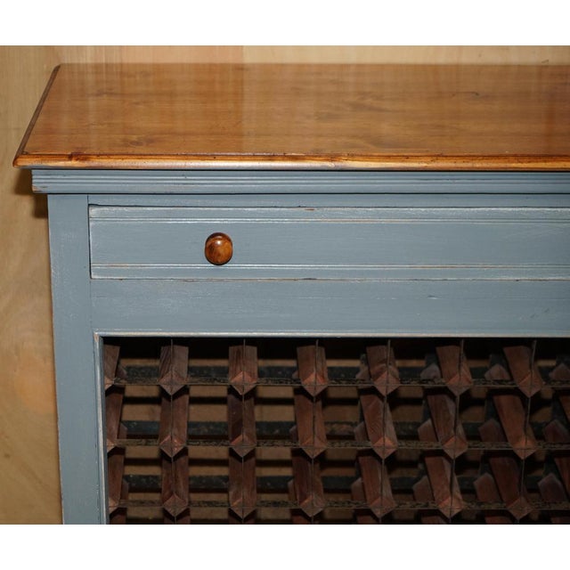 Large Vintage Wine Bottle Rack Sideboard with Drawer in Wood For Sale - Image 3 of 18