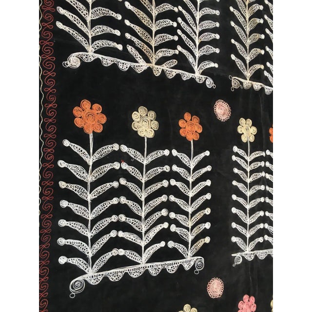 Boho Chic Oversized Vintage Suzani Table Cover For Sale - Image 3 of 7