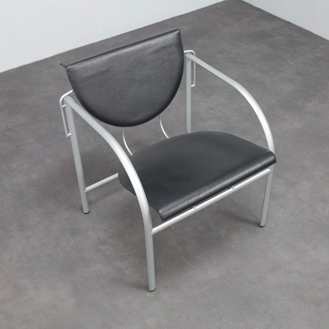 Metal Kokatu Leather Lounge Chairs by M.A. Cigan for Akaba, Spain, 1980s, Set of 2 For Sale - Image 7 of 9
