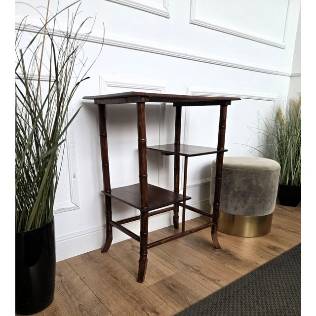 Mid-Century Italian Faux Bamboo Wooden Dry Bar Cabinet Table, 1960s For Sale - Image 6 of 9