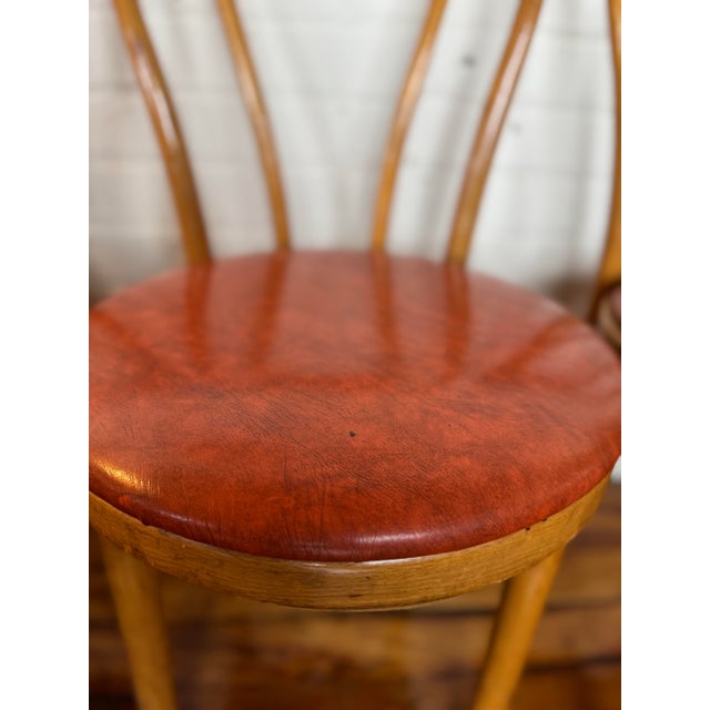 Wood Set of 4 Thonet-Style Bentwood Bistro Chairs With Vinyl Seats For Sale - Image 7 of 11