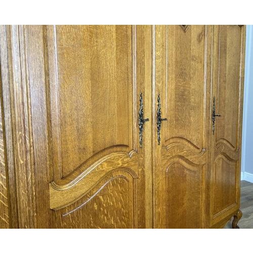 Brown Vintage French Louis XVI Style Wardrobe in Carved Oak For Sale - Image 8 of 12
