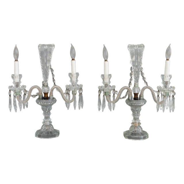 Victorian Style Cut Crystal Candelabra, Pair For Sale