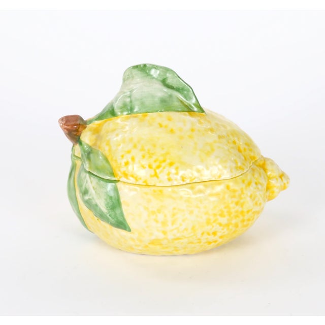 Italian Majolica Lemon-Form Covered Table Ornament, Late 20th Century For Sale - Image 4 of 9