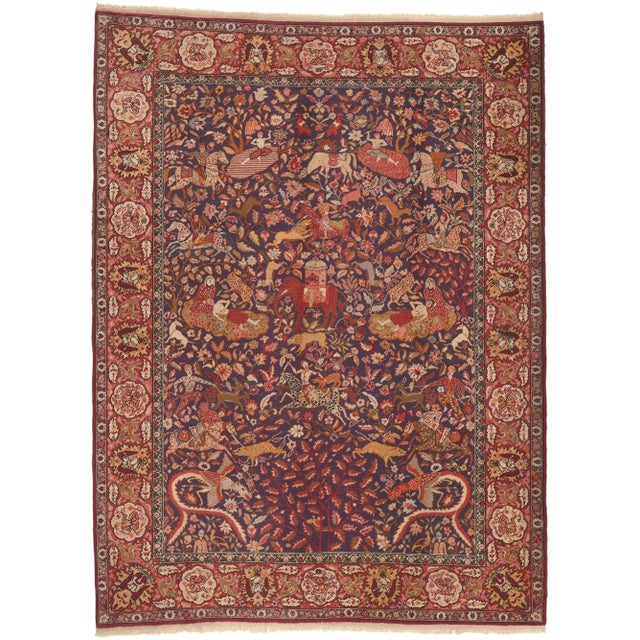 74662 Antique Agra Indian Rug, 08'07 x 11'04. Step into a world of stateliness and regal storytelling with this hand-...