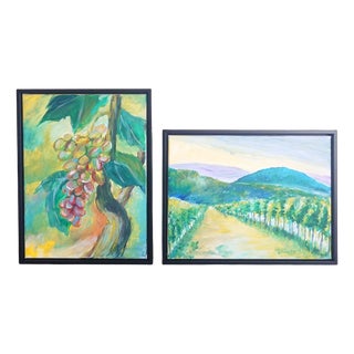 Elena Efa, Vineyard Diptych Between the Vines, 2026, Acrylic on Canvas For Sale