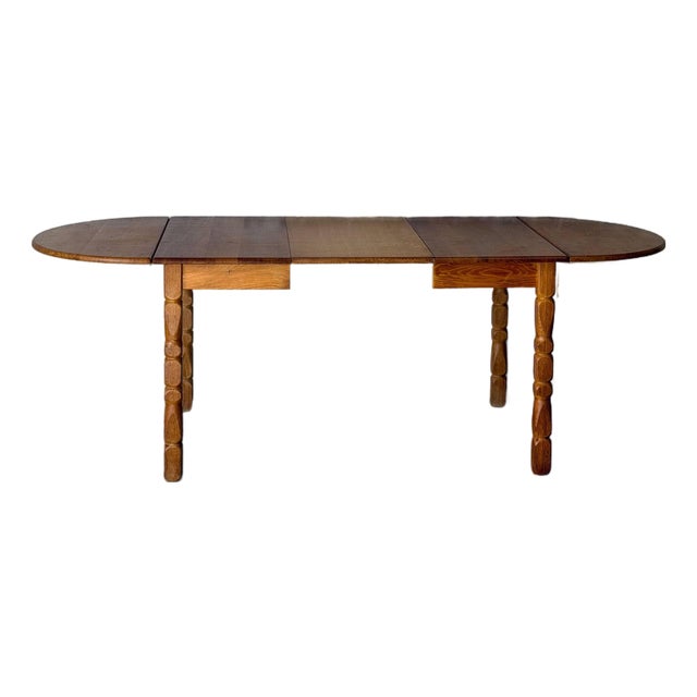 Oak Extendable Dining Table With Pull-Out Leaves Danish Mid-Century Modern 1960s For Sale