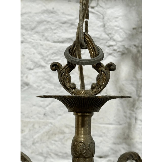 Vintage Spanish Revival Style Bronze & Crystal 10 Light Weird Chandelier For Sale In Pittsburgh - Image 6 of 8