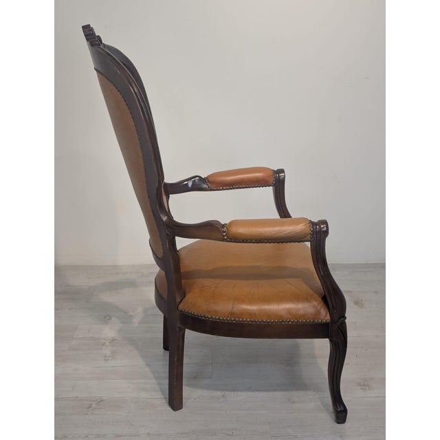 Vintage Chippendale Armchair in Leather, 1975 For Sale - Image 4 of 15