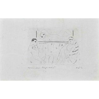 Marcel Vertès, Waiting Room, Nude, Etching and Drypoint, 1920 For Sale