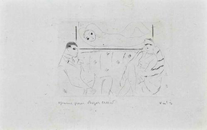 Marcel Vertès, Waiting Room, Nude, Etching and Drypoint, 1920