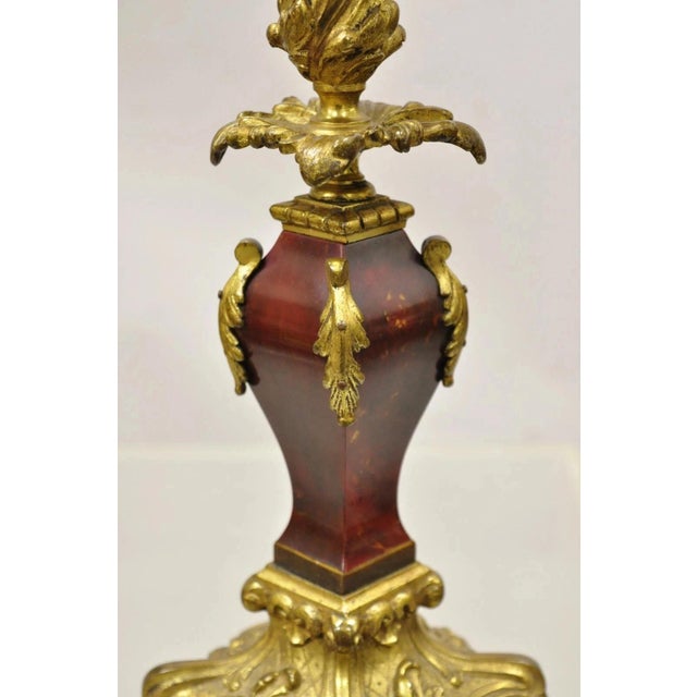 Antique French Louis XV Rococo Style Gold Gilt Bronze Candelabras - A Pair For Sale - Image 12 of 12