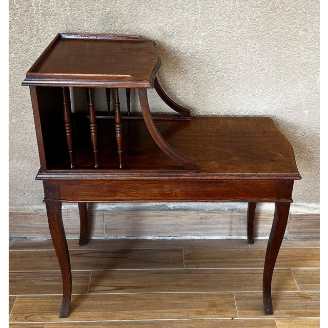 Pair of Early 20th Century Louis XV Two Tier Walnut Nightstands Bedside Tables For Sale - Image 16 of 18