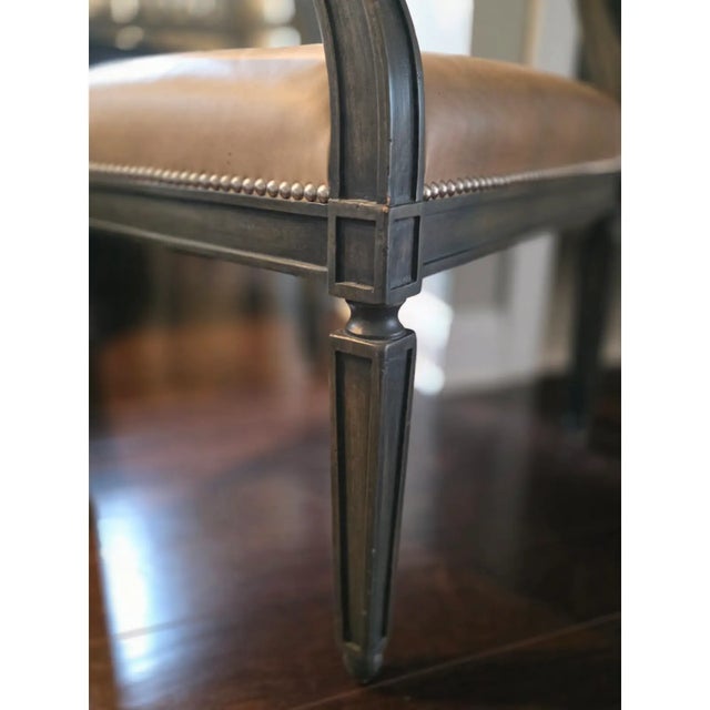 Slate Gray Beautiful Set of 6 Custom Dining Chairs For Sale - Image 8 of 9