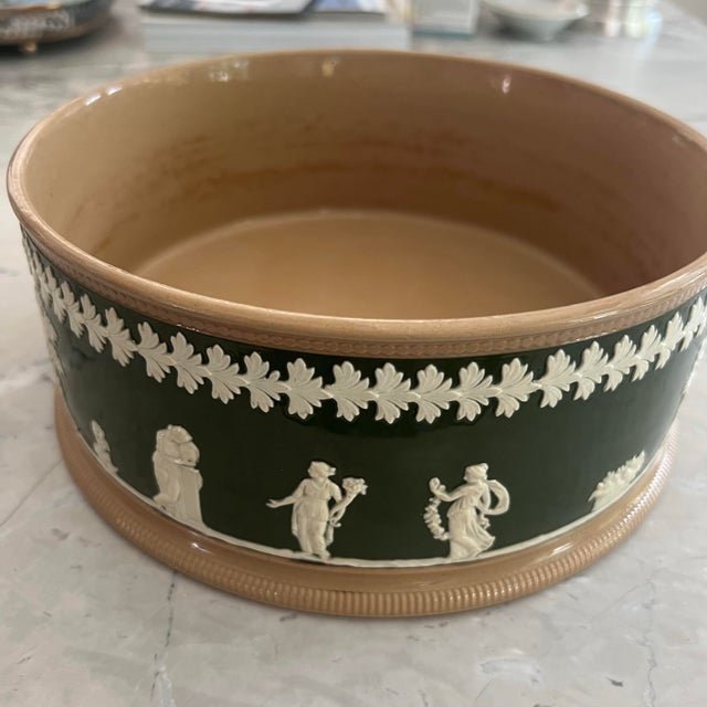 Antique Copeland Late Spode Jasperware Green Planter or Bowl For Sale - Image 4 of 11
