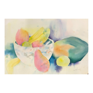 1980s Ina Rose Smith Fruit Still Life Watercolor