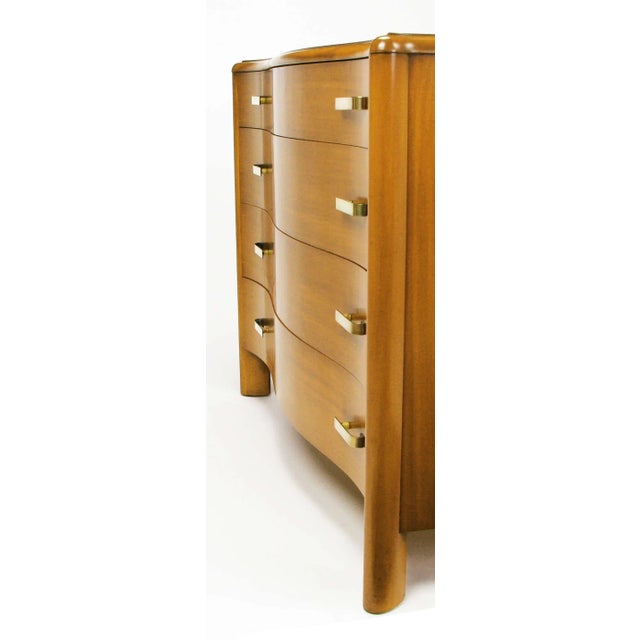 Art Deco Four Drawer Bleached Mahogany Serpentine Front Commode For Sale - Image 9 of 10