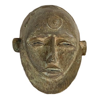 Rare African Dogon Bronze Mask Mali 6.75" H For Sale