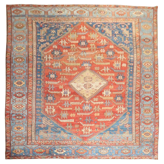 Antique Oversize Tribal Persian Bakshaish Rug For Sale - Image 15 of 18