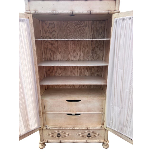 Chinoiserie Vintage Faux Bamboo Armoire For Sale - Image 3 of 15