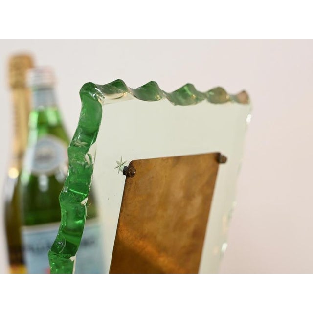 Nile Green Chiseled Crystal and Brass Photo Frame from Fontana Arte, Italy, 1950s For Sale - Image 14 of 15