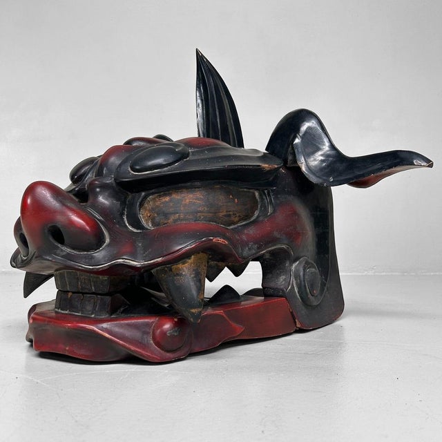 Wood Meiji Wooden Japanese Shishi Mask, 1890s For Sale - Image 7 of 18