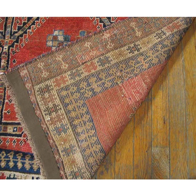 1890s Red Rust Medallion Tribal Antique Hand Knotted Persian Gabbeh Rug 5'3" X 8'10" Wool Carpet For Sale In New York - Image 6 of 6