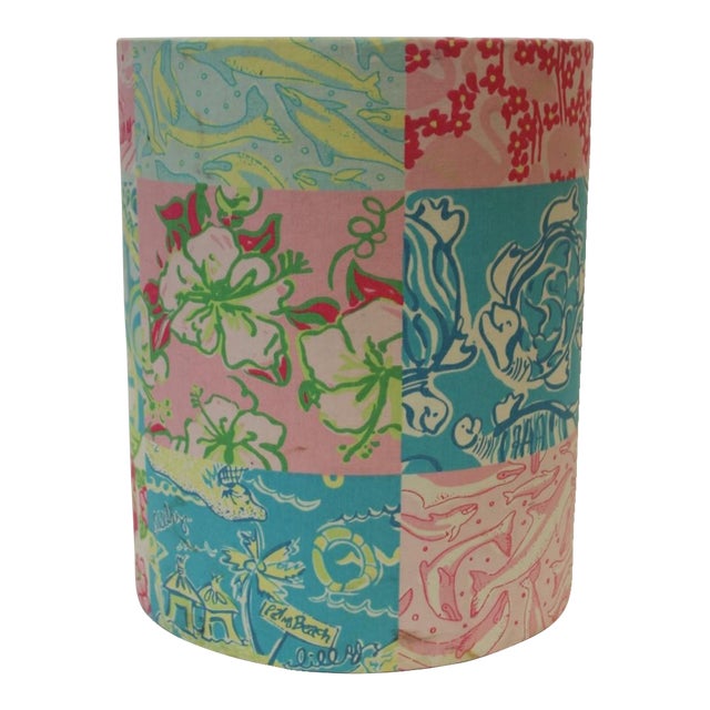 Early 21th Century Lilly Pulitzer Patch Panel Wastebasket For Sale