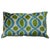 Pillow made from a silk Ikat pillow. zipper closure and poly-fill insert provided. Measures: 14'' x 24''.