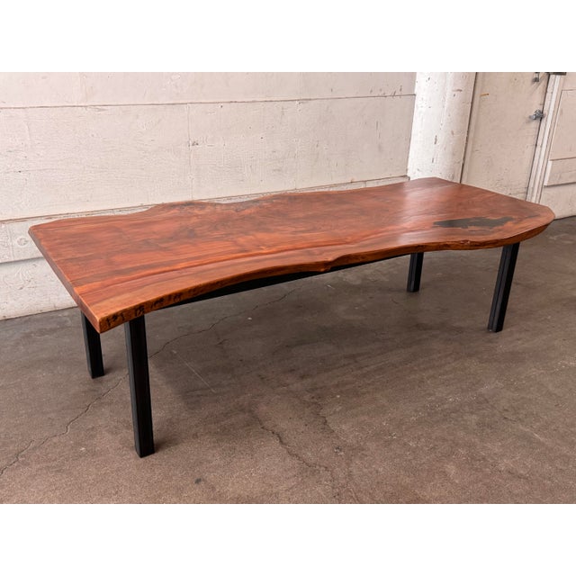 Contemporary Live Edge Wood + Metal Dining Table For Sale - Image 3 of 12