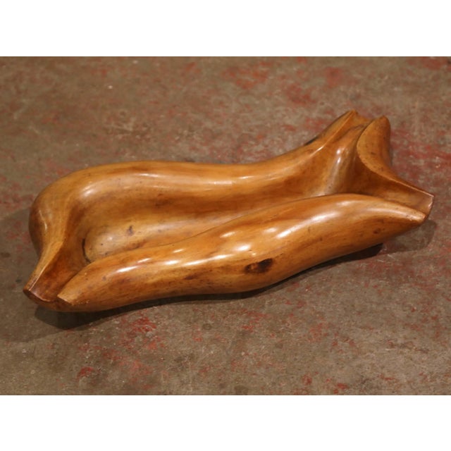 French Mid-Century French Carved Walnut Tree Root Centerpiece Bowl Signed Delaporte For Sale - Image 3 of 10