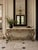 Maitland Smith, Italian Rococo Style Console Table, Gilt Metal, White Marble, Philippines, 1980s A substantial gilt iron...