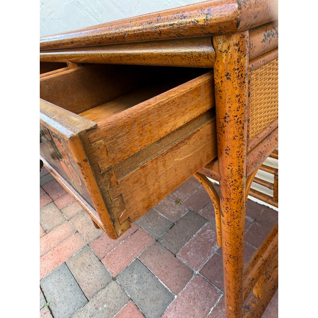 Burnt Bamboo Writing Desk With Shelf, Mid 20th Century For Sale - Image 10 of 12