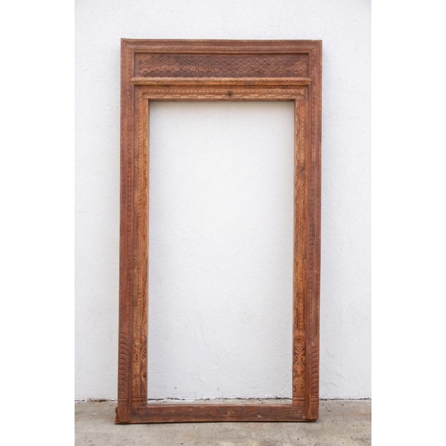 Antique Indian Haveli Portal Carved Teak Door For Sale - Image 10 of 12