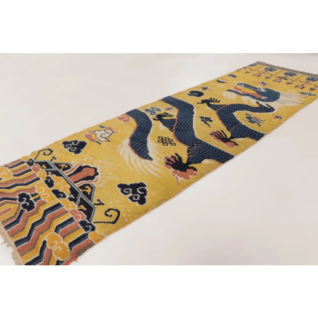 Rug & Kilim Antique Chinese Ningxia Pillar Runner With Imperial Dragon Motif - Rug & Kilim For Sale - Image 4 of 9