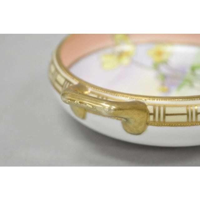 Antique Nippon Morimora Hand Painted Flowers & Ducks Coral Porcelain Bowl (B) For Sale - Image 9 of 17