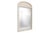 A white-washed coastal wall mirror attributed to Henry Link. The vertical wooden frame is wrapped with rattan, surmounted...